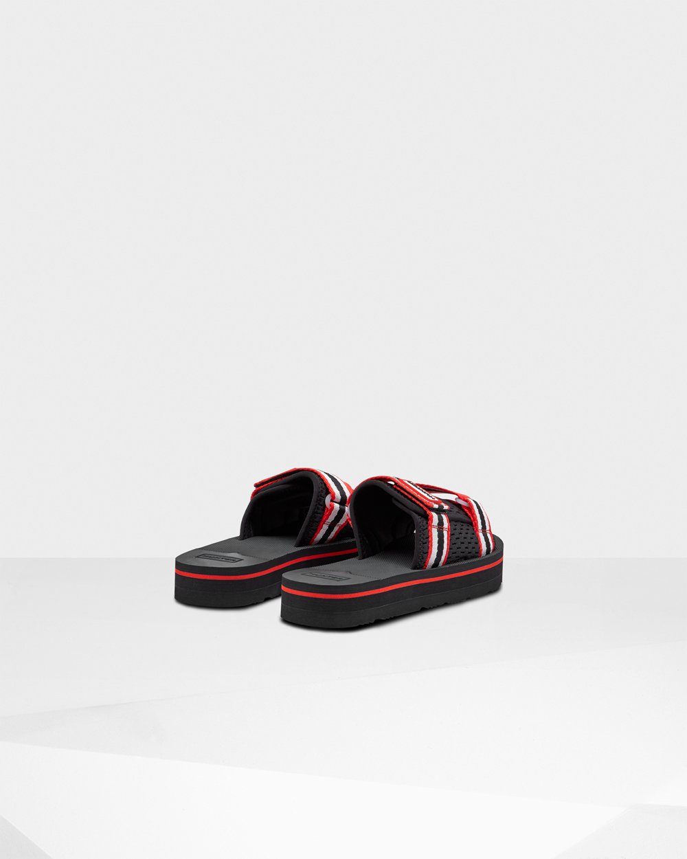 Hunter Badesandaler Dame Sort/Hvide/Rød | Original Flatform Beach | YJFZX-4098